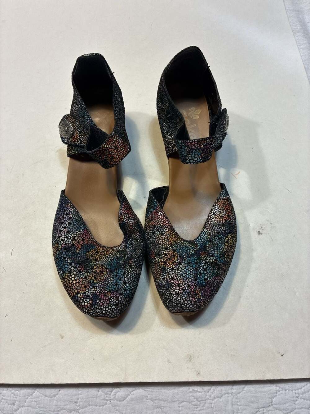 Rieker Antistress Mirjam 11 Multicolour Mosaic Pebble Perforated Mary Jane Pumps